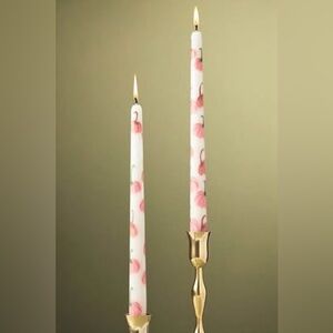 Anthropologie Hand Painted Pumpkin Taper Candles (2 in box)